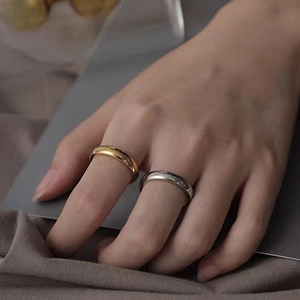 Gold And Silver Polished Dome Stainless Steel Rings Minimalist Smooth Surface Fashion Jewelry For Women