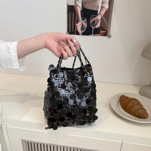 Sac Seau à Paillettes Mode pour Femmes Sac à Épaule Chaîne Métallique Élégante Sac à Main de Soirée Banquet Fête Brillant