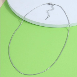 Minimalist silver snake bone chain necklace with lobster clasp and adjustable length
