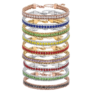 Tennis Bracelet Stainless Steel Colorful Zircon Adjustable Fashion French Style Minimalist Jewelry For Women