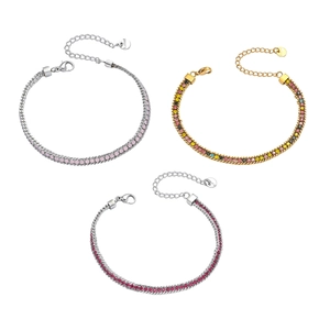 Bracciale in Acciaio Inossidabile con Zircone per Donna Regolabile Moda Semplice Pavé Cubic Zirconia Gioielli Per Uso Quotidiano