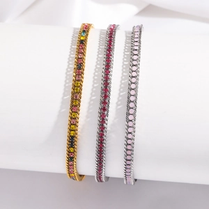 Set di bracciali regolabili in acciaio inossidabile con zirconi colorati boho