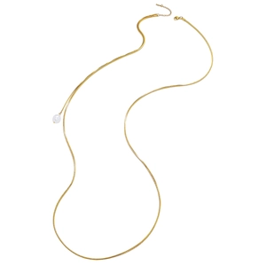 Stainless Steel Pendant Necklace French Simple Snake Chain With Round Imitation Artificial Pearl For Women Elegant Vintage Jewelry