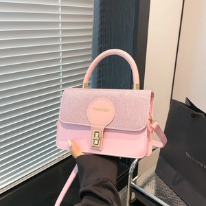 Elegante Borsa a Tracolla da Donna in Pelle PU Glitter Pratica Borsa a Mano Piccola Borsa Quadrata Con Serratura in Metallo per Uso Quotidiano Festa