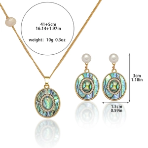 Schmuckset mit Abalone-Muschel und Süßwasserperlen Halskette und Ohrringe Set