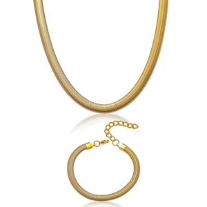 Collier Et Bracelet À Mailles Serpent Plates Bijoux En Acier Inoxydable Minimaliste Élégant Mode Pour Femmes