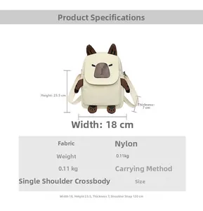 Size specifications of the Capybara crossbody bag in nylon with detailed measurements