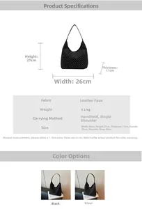 Detailed size specifications for denim tote bag featuring fabric and weight parameters
