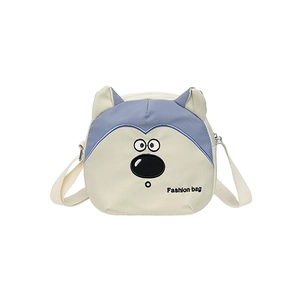 Sac bandoulière mignon en toile motif husky pour enfants et filles avec sangle