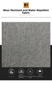 Detail van waterbestendig en krasbestendig Oxford-materiaal met hoge dichtheid in donkergrijs