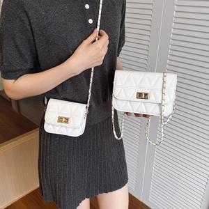 Chic white quilted crossbody bag with gold hardware and classic chain strap for women