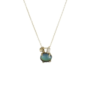 Collier lapin doré avec pierre à changement de couleur et accents en zircon brillant