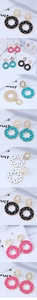 Détails des boucles d'oreilles émaillées rondes avec texture dorée et pois blancs