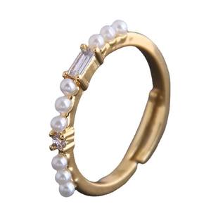 Bagues Ouvertes Réglables Pour Femmes Élégant Cuivre Zircone Fausse Künstliche Perle Style Coréen Fleur Bijoux Géométriques Cadeau
