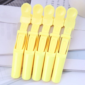 Lot de 5 pinces à cheveux jaunes avec poignée antidérapante pour la coiffure professionnelle