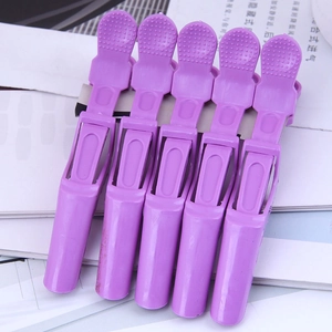 Lot de 5 pinces à cheveux crocodiles violettes avec texture antidérapante de section