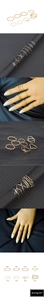 Detailed view of 8-piece gold bead ring set showing infinity and wave designs