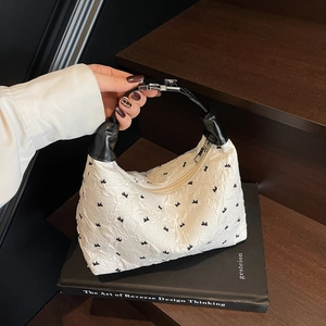 2025 Moda Borsa a Mano Donna con Fiocco Dolce Coreana in Tessuto Trapuntato Borsa a Tracolla Hobo da Sottobraccio per il Tempo Libero