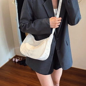 Modern white marble pattern hobo bag with wide shoulder strap and minimalist hobo design