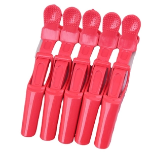 Lot de 5 pinces à cheveux crocodiles rouges pour la coiffure et le sectionnement