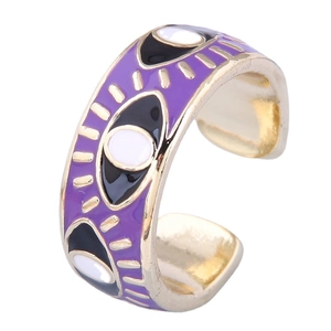 Bague Ouverte Mauvais Œil Alliage Plqué Or Émail Anneau Coloré Réglable Bijoux De Mode Pour Femmes Filles
