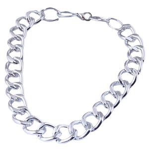 Minimalist silver chunky link chain necklace with polished finish and lobster clasp
