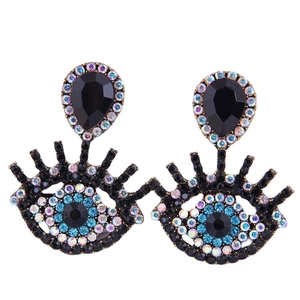 Orecchini Pendenti Occhio Del Diavolo Lega Strass Ciglia Lunghe Goccia D'acqua Gemma Esagerato Bohemien Gioielli Donne