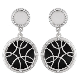 Retro Round Alloy Rhinestone Drop Earrings Exaggerated Geometric Enamel Dangle Jewelry For Women