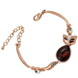 Bracelet Renard Pour Femme Alliage Plaqué Or Rose Avec Cristal Rouge Et Strass Forme Animale Bijoux Élégants Cadeau