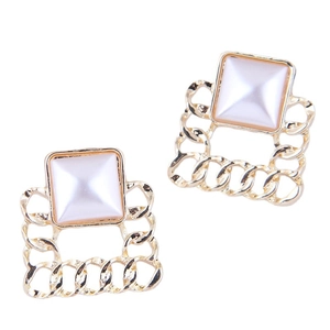 Geometric Square Stud Earrings Alloy With Imitation Artificial Pearl Retro Vintage Style Fashion Jewelry Accessory For Women