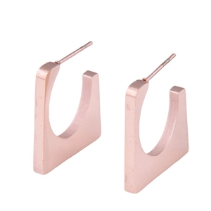 Minimalist geometric square stud earrings in rose gold finish for a modern fashion look