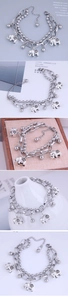 Double-layer stainless steel bracelet with elephant charms and lucky Chinese character