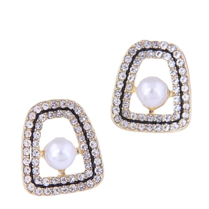 Alloy Rhinestone Stud Dangle Earrings With Faux Artificial Pearl Geometric Heart Butterfly Star Shape For Women Elegant Jewelry