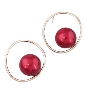 Minimalist Geometric Round Circle Stud Earrings Alloy With Faux Artificial Pearl Elegant Trendy Jewelry For Women