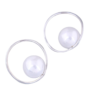 Minimalist silver hoop earrings with white pearls for elegant fashion accessories