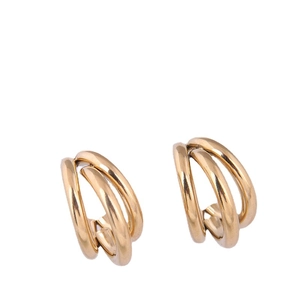 Minimalist Titanium Steel Triple Hoop Earrings C-Shape Geometric Multi Layer Earrings For Women Daily Office Jewelry