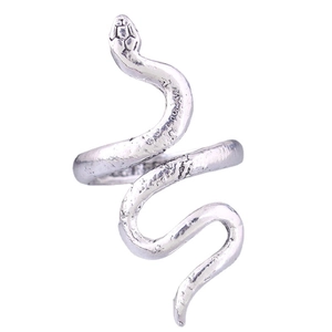 Vintage silver snake ring featuring a wrap-around coiled design with scale texture