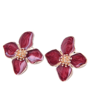 Elegant Flower And Crown Stud Earrings Alloy Enamel Faux Artificial Pearl Rhinestone Korean Style Jewelry For Women
