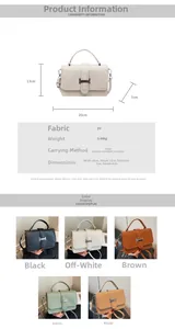 Detailed technical diagram of a PU square bag showing dimensions and hardware detail