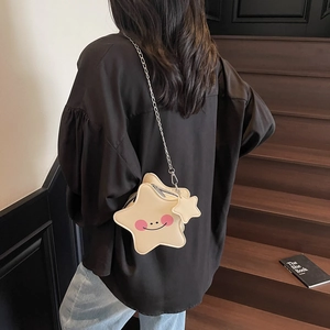 Borsa A Tracolla A Forma Di Stella Pelle PU Stampa Sorriso Mini Borsa A Spalla Con Catena In Metallo Per Donna Moda