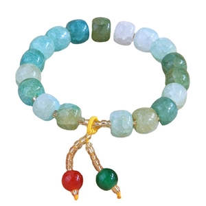 Bracelet De Perles En Résine À Texture Craquelée Perles Colorées Entretoise En Alliage Bijoux De Style Ethnique Pour Femmes Avec Pendentifs
