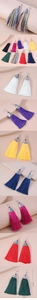 Detail view of long silk tassel earrings with vintage silver caps in various colors