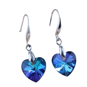Crystal Dangle Earrings Alloy Metal Heart Butterfly Snowflake Flower Shapes Aurora Borealis Gradient Color Jewelry For Women