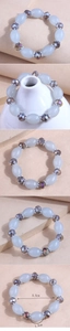 Detail view of handmade beaded bracelet with crystal accents and 5.5cm inner diameter