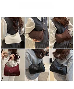 Detailed collage of multi-colored crocodile pattern shoulder bags worn by models