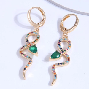 Butterfly Evil Eye Snake Dangle Earrings Copper Colorful Zircon Enamel Golden Plated Personality Jewelry For Women