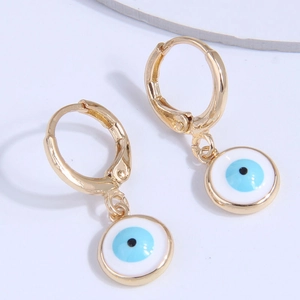 Boucles D'oreilles Créoles Mauvais Oeil Cuivre Émail Style Bohème Ethnique Bijoux Amulette De Protection Femme