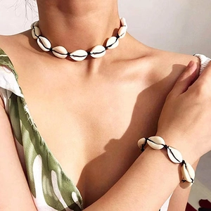 Collier Et Bracelet En Coquillage Naturel Bohème Avec Corde Tressée Pour Femmes Bijoux De Plage Vacances Style Ethnique Fait Main