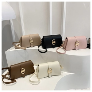 Multi-color trendy underarm bags in synthetic leather with oval gold metal buckles