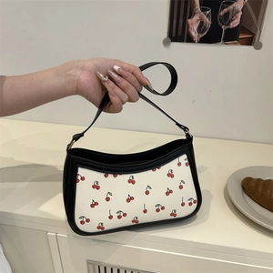 Borsa Sottobraccio Con Stampa Ciliegia Retro Pelle PU Borsa Baguette Carina Tracolla Elegante Semplice